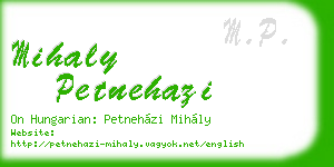 mihaly petnehazi business card